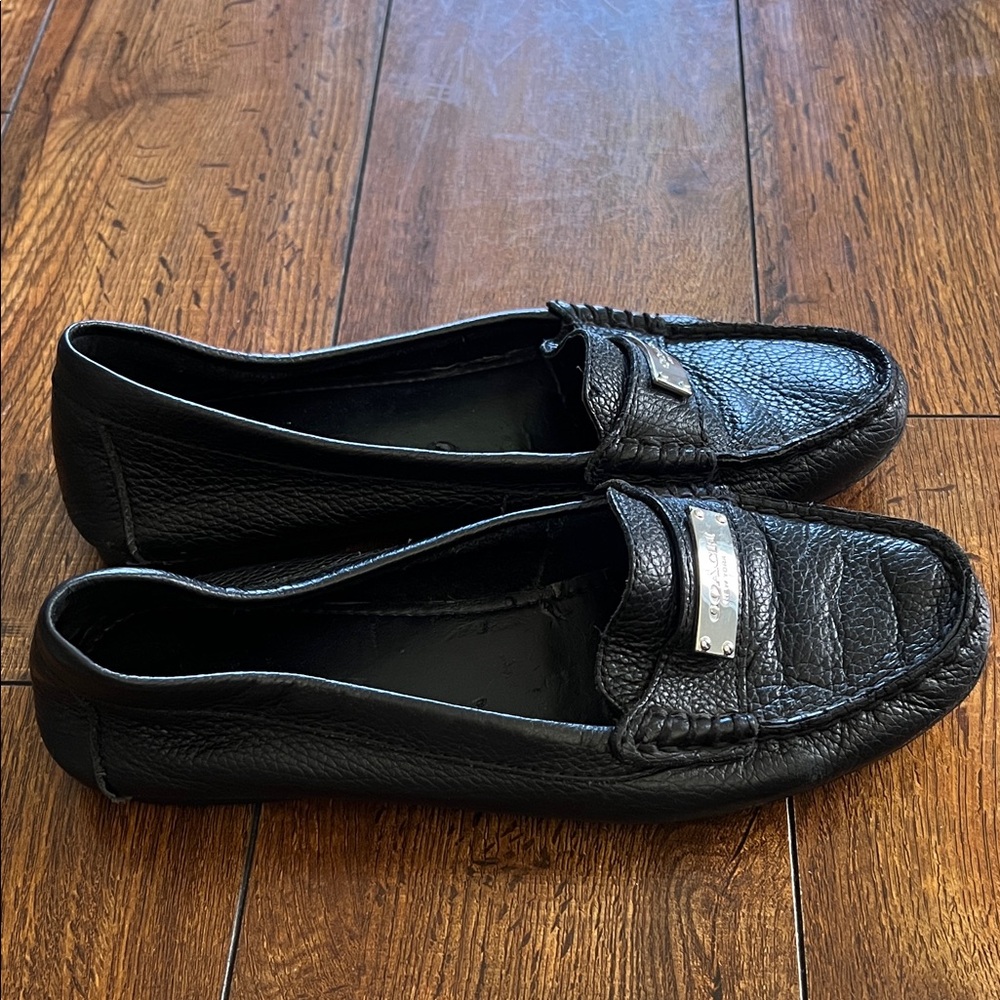 Coach Black Textured Leather Slip-Ons - Picture 2 of 7